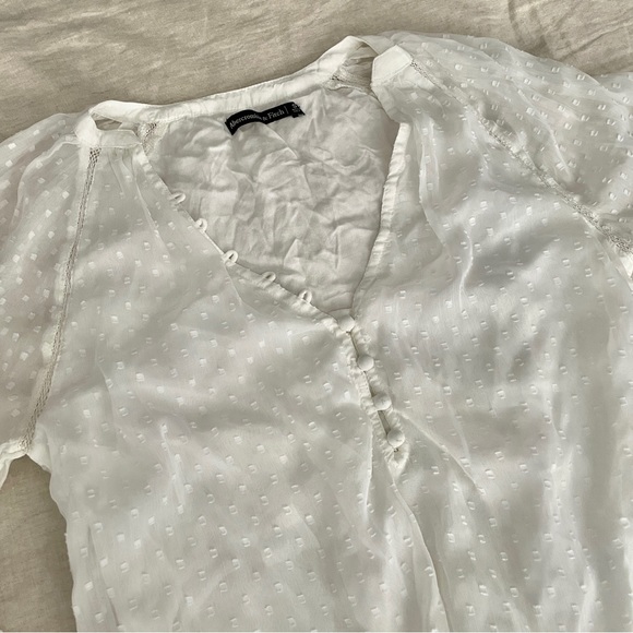 Abercrombie White Bodysuit Blouse Button Up - Picture 2 of 6